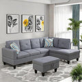 Modular Sectional Couch, L Shaped Couch with Storage, Convertible Sofa with Ottomans, Modern Sectional Sofa for Living Room and Office, Grey