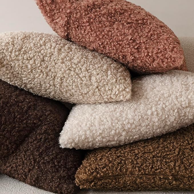 Foindtower 2 Pieces 16x16 Inch Dusty Pink, Faux Fur Throw Pillow Cover Accent Sherpa Furry Pillow Covers Fuzzy Soft Pillowcases Cozy Sheepskin Decorative Fleece Cushion Case for Bed Couch Living Room