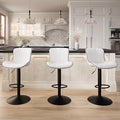 YOUNIKE 3 White Bar Stools Modern Swivel Counter Height Bar Chair with Back Adjustable Kitchen Island Faux Leather Padded Barstools taburetes de bar Breakfast sillas para barra de cocina 3PCS