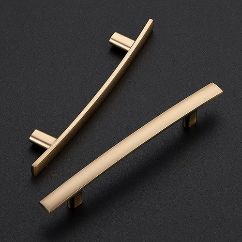 10 Pack Cabinet Handles 4" Hole Center - Curved Cabinet Pulls Champagne Bronze Drawer Pulls for Kitchen Cupboard Solid Handles for Dresser Drawer Arch Closet Hardware