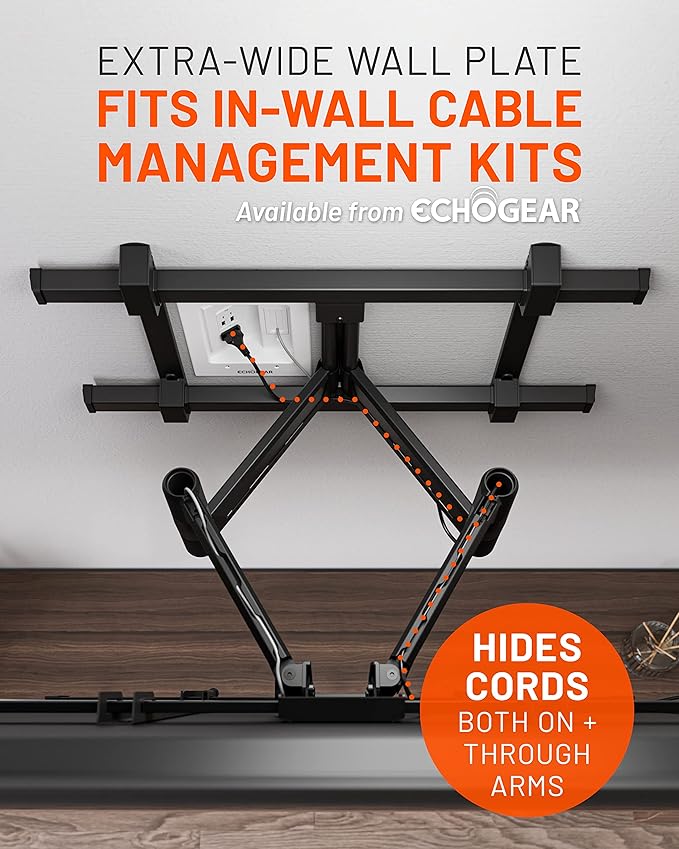 ECHOGEAR XL Full Motion TV Wall Mount - Universal Bracket for Big TVs Up to 90" - Smooth Articualtion Plus Easy 3 Step Install with Pre-Assembled TV Interface - Ideal for OLED & QLED TVs