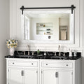 Farmhouse Mirror 42”x28” White Rustic Mirror for Wall Vanity Mirrors Barn Door Style Decor Bathroom Living Room Entryway Bedroom Mirrors