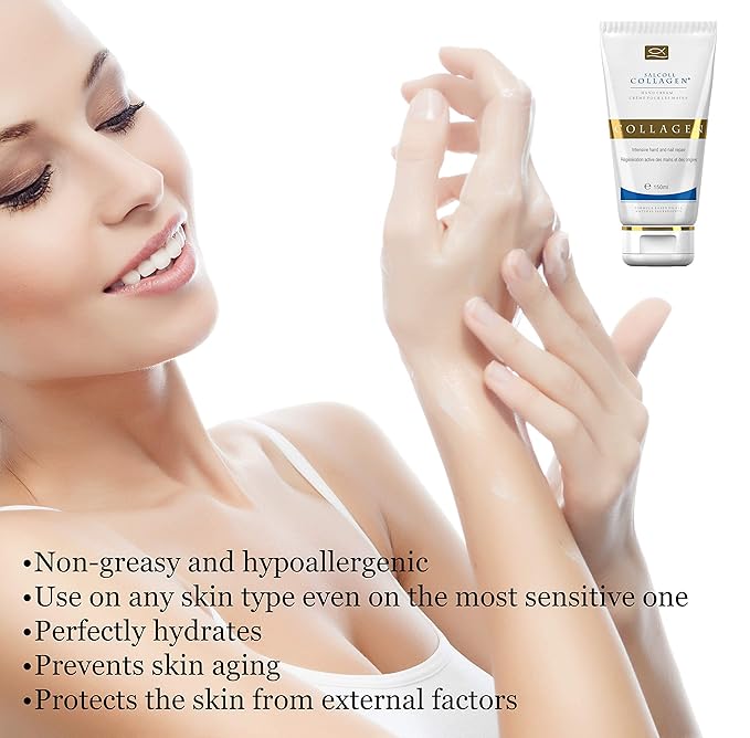 Salcoll Pure Bioactive Anti-Aging Collagen Repair Hand Cream - Hypoallergenic Moisturizing Lotion, Dry Skin Relief, All Skin Types, 150 ml (pack of 4)