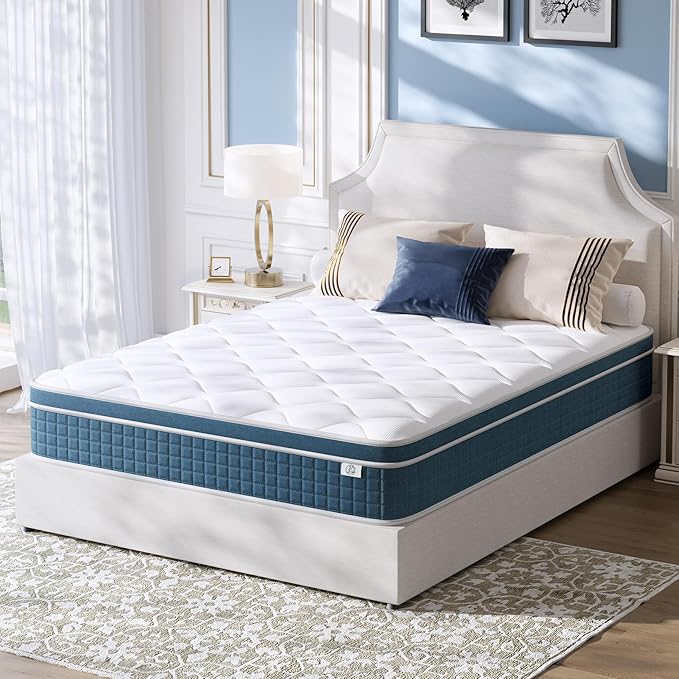King Size Mattress, 10 Inch King Mattress in a Box, Hybrid King Bed Mattress with Individual Pocket Springs and Pressure-Relieving Memory Foam, Medium Firm Mattress King Size 80"x76"x10"