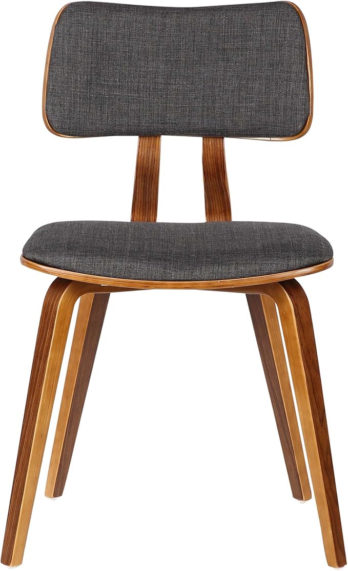 Armen Living Jaguar Mid-Century Dining Chair in Walnut Wood and Charcoal Fabric - Set of 6