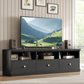 GarveeHome TV Stand for 65/70/75 Inch TV, Entertainment Center with Storage Drawer, Mid-Century Modern TV Console with Open Shelves, 70in Media TV Cabinet for Living Room, Bedroom (Black)