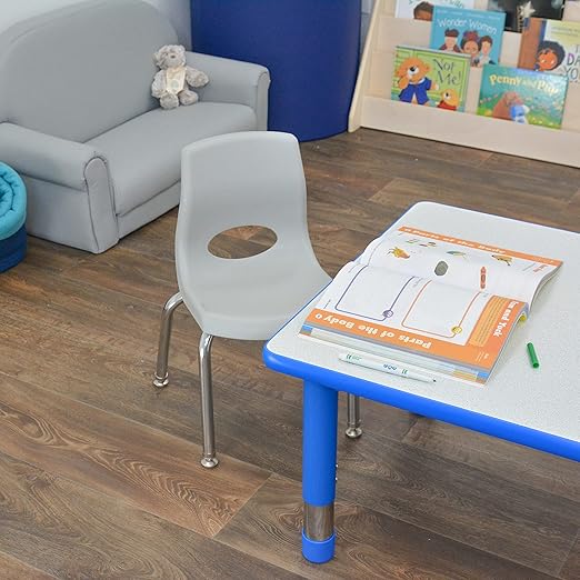 Children’s Factory, AB8010GYC, MyPosture Plus 10" H Chair, Gray with Chrome Legs, Kids Preschool, Daycare or Classroom Flexible Seating, Toddler Desk Chair