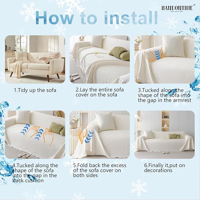 HANDONTIME Cooling Dog Couch Cover Ice Silk Washable & Breathable Pet Sofa Protector, Durable Couch Covers for Sofa Pet Friendly Soft Dog Cooling Bed Cover Sofa Protector Covers (Ivory, 71"x118")