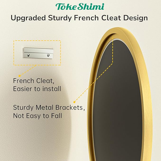 TokeShimi 16 in Round Gold Mirror Framed, 16 x 16 Shatterproof Circle Bathroom Vanity Mirror Wall Mounted Aluminum Wall Mirrored Farmhouse for Entryway, Bedroom, Restroom, Vanity, Living Room