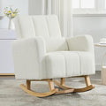 Christopher Knight Home Mapo Wooden Rocking Chair Indoor, Teddy Upholstered Spacious Rocker Chair with Pillow, Comfy Rocking Chair with Armrest for Bedroom, Living Room, Offices, Cream White