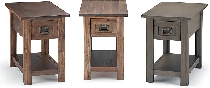 SIMPLIHOME Monroe SOLID ACACIA WOOD 14 inch Wide Rectangle Rustic Narrow Side Table in Rustic Natural Aged Brown for the Living Room and Bedroom