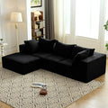 Vamcheer Modular Sectional Sofa with Chaise, Modern L Shaped Cloud Couch with Deep Seat, Sectional Couches for Living Room, Bedroom, Office, No Assembly Required, Black