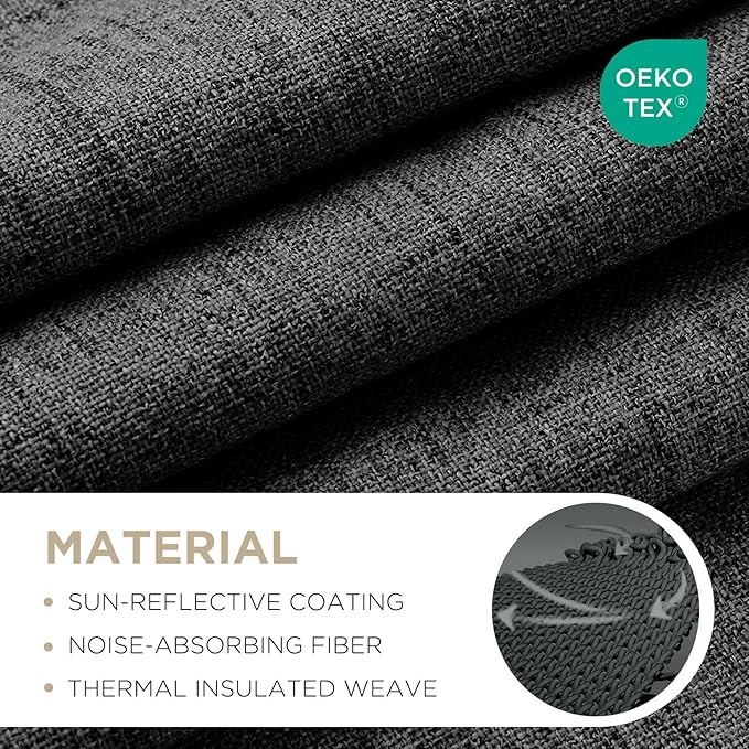 Joydeco 100% Blackout Curtains for Bedroom - Natural Linen Curtains 100"W x 90"L Long, Thermal Insulated 1 Panels Black Light Blocking Drapes, Rod Pocket & Back Tabs, Darkening Privacy for Living Room