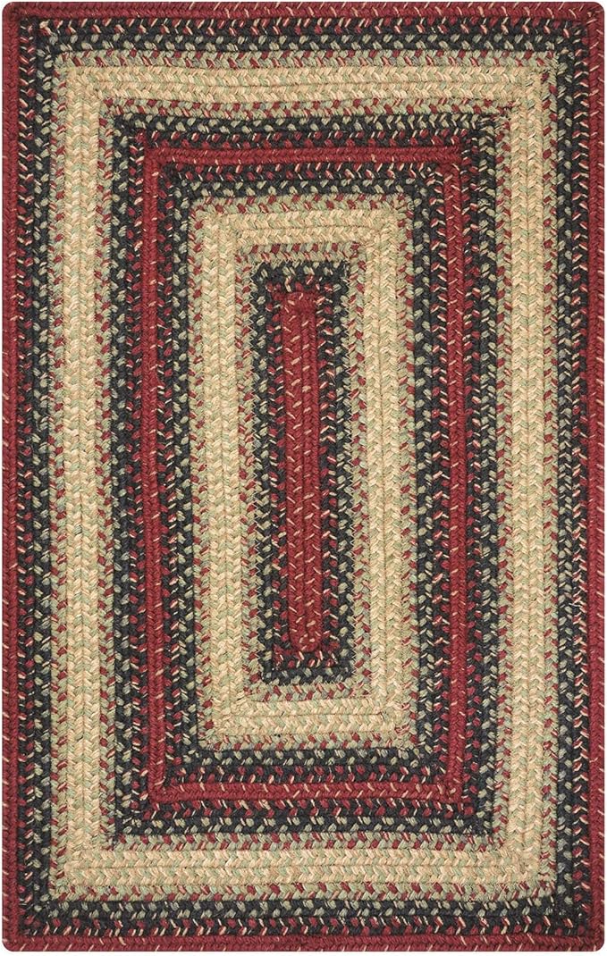 Homespice Highland Multi Color Jute Braided Area Rugs, 8x10' Rectangle - Warm Country and Cabin Decor, Perfect for Living Rooms and Bedrooms - Pet Friendly and Easy to Clean