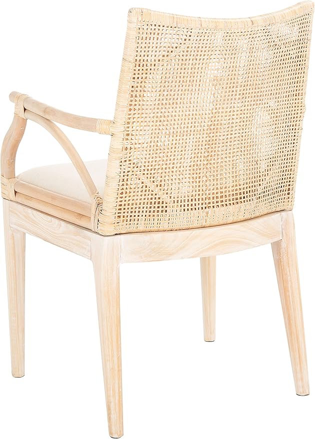 SAFAVIEH Home Collection Gianni Natural Wash/White Cushion Living Dining Room Bedroom Office Foyer Arm Chair SEA4011B