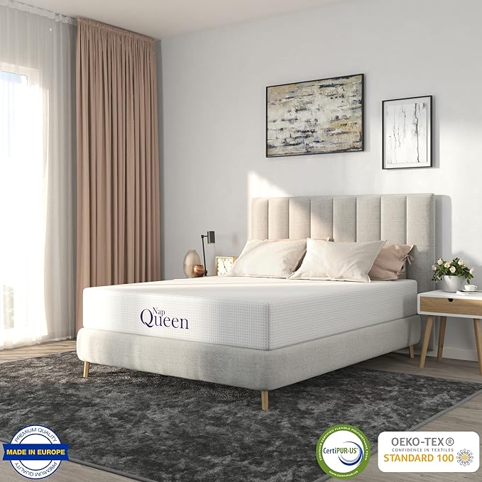 NapQueen 8 Inch Twin-XL Size Mattress, Bamboo Charcoal Memory Foam Mattress, Bed in a Box, White