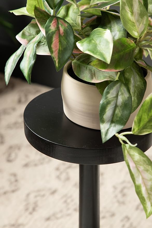 Kate and Laurel Wegner Traditional Wooden Round Drink Table, 8 x 23, Black, Elegant and Durable Pedestal Table for Use as Small Drink Table, Plant Stand, or Decorative Item Display