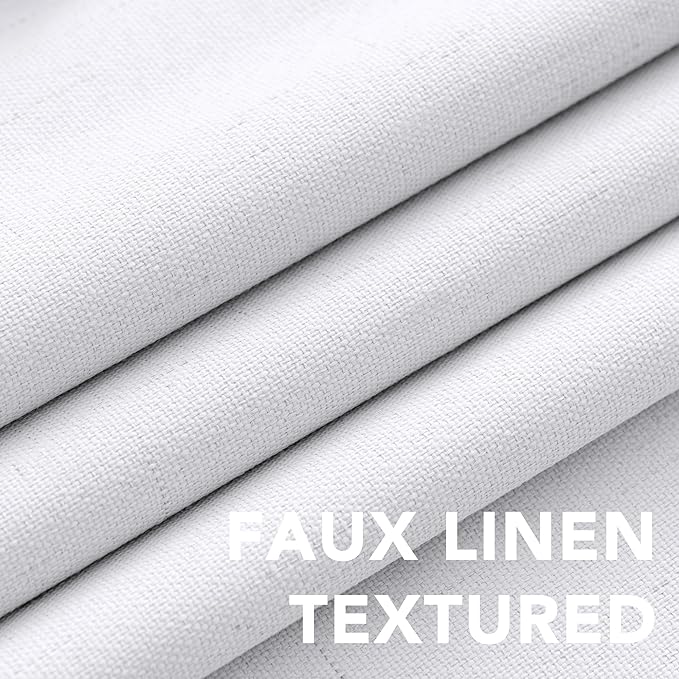 H.VERSAILTEX White Linen Blackout Curtains Durable Thick Textured Linen Look 100% Blackout Patio Door Curtain Anti Rust Grommet Extra Wide Sliding Door Curtain Panel, W100 x L84 inch- Bright White