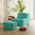 N&V CUBICUS Armless Floor Sofa, All New Hybrid Foam Design, with Matching Ottoman (CUBICUS, Jade)
