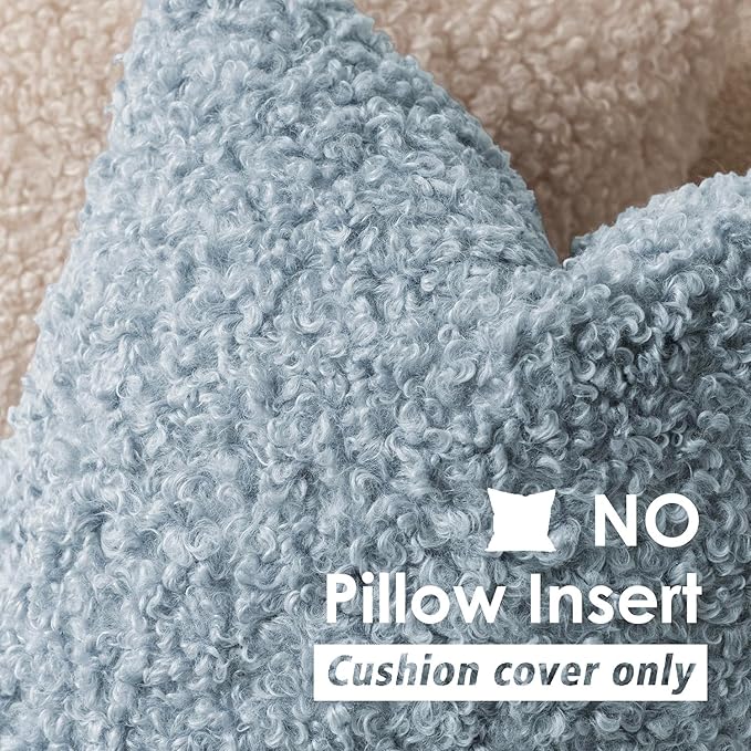 Foindtower 2 Pieces 24x24 Inch Misty Blue,Faux Fur Throw Pillow Cover Accent Sherpa Furry Pillow Covers Fuzzy Soft Pillowcases Cozy Sheepskin Decorative Fleece Cushion Case for Bed Couch Living Room
