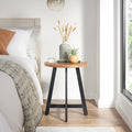 Lavish Home End Table - Industrial Side Table with MDF Top and Metal Frame - Round Table for Living Room, Bedroom, Hallway, or Dorm Room (Walnut)