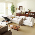 127.6 Inch 5-Seat Modular Convertible Sectional Sofa with Removable Storage Ottoman and 2 Hidden Cupholder, L-Shaped Upholstery Corner Couch for Living Room Apartment Office, Beige