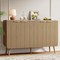 Sideboard Buffet Cabinet with Storage, 4 Doors Wood Entryway Cabinet, Modern Accent Cabinet with Solid Wood Feet & Adjustable Shelves, Multifunctional Console Table for Living Room, Kitchen, Hallway