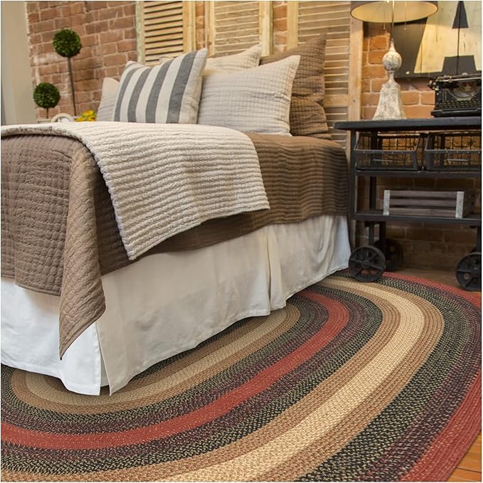 Homespice Highland Multi Color Oval Braided Rug, 8x10' - Handmade with Jute, Warm Country and Lodge Decor, Perfect for Living Rooms and Bedrooms - Pet Friendly and Easy to Clean