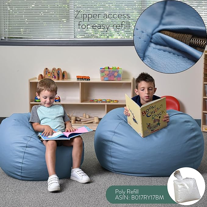 Children's Factory 35" Kids Bean Bag Chairs, Flexible Seating Classroom Furniture, Beanbag Ideal for Boy/Girl Toddler Daycare or Playroom, Sky Blue