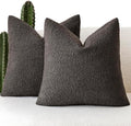 Foindtower Pack of 2 Textured Boucle Throw Pillow Covers Accent Solid Decorative Pillow Cases Cozy Woven Couch Cushion Case for Sofa Bedroom Living Room Home Decor, 20 x 20 Inch,Dark Brown