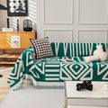 HANDONTIME Couch Cover Boho Sofa Covers Washable Forest Green Dog Covers for Couches Reversible Couch Blanket Cover Geometric L Shaped Couch Covers for 2 3 Couch Cushion Cover Dark Green, 71" X150"