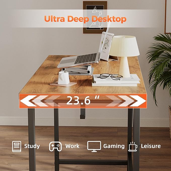 Computer Desk, Gaming Desk for Small Spaces, Modern Simple Style Table for Home Office, Study Student Writing Table (Caster, Light Antique, 48 inch)