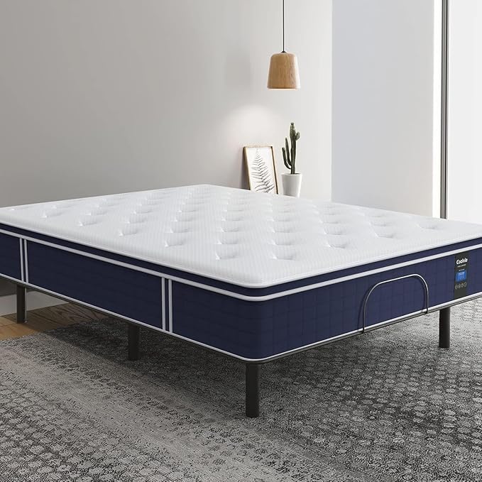 Coolvie Firm Twin Mattress for Adults in a Box, 12 Inch Twin Bed Mattress with Extra Lumbar & Shoulder Support, Hybrid Memory Foam & Pocket Spring for Pressure Relief, 100-Night Trial