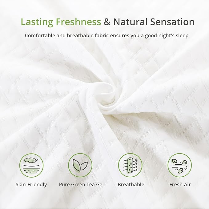 Twin Size Memory Foam Mattress, 10 Inch Bed Mattress in A Box with Cooling Green Tea Gel, Relieve Pressure with Medium Support, CertiPUR-US Certified, 75''L x 38''W, White