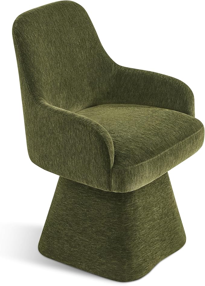 Swivel Dining Chairs Set of 4, Mid Century Modern Chairs Fabric Upholstered Armchair with Armrest & Ergonomic Backrest for Dining Room, Kitchen, Bedroom, Living Room, Green, 4 Boxs
