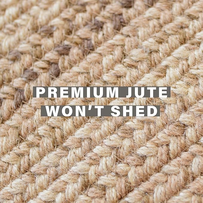 Homespice Cookie Dough Jute Braided Runner Rug 22x72 - Farmhouse Style Brown Rug Runner for Country Decor