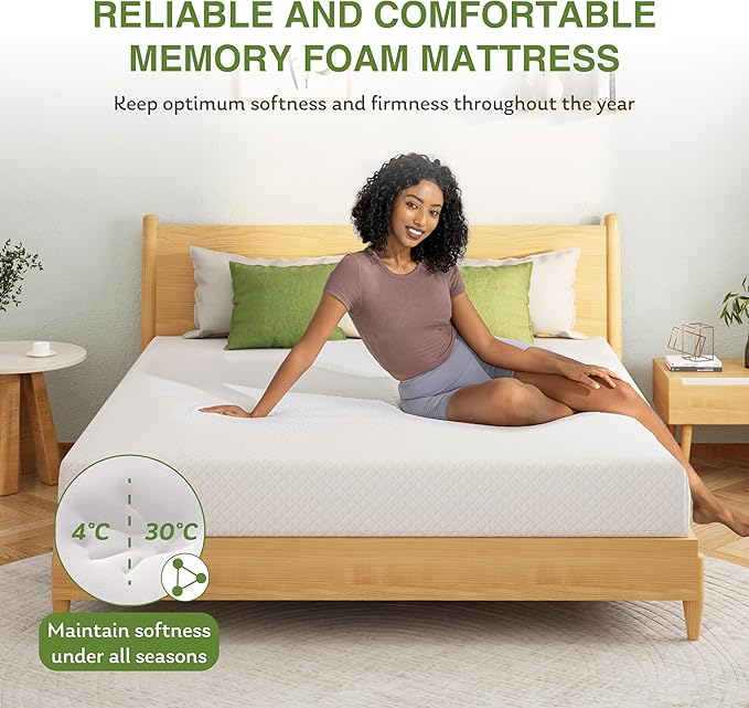Twin XL Memory Foam Mattress, 5 Inch Bed Mattress in a Box with Cooling Green Tea Gel, Relieve Pressure with Medium Support, CertiPUR-US Certified, 80''L x 38''W, White