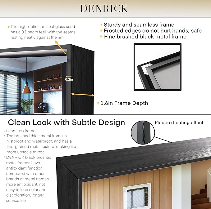 Brushed Metal Thick Frame Bathroom Mirror 18 x 30 Inch Metal Frame Black Mirror Rectangular Wall Mirror Matte Black Vanity Mirror Square Corner, Modern Rectangle Mirror(Horizontal/Vertical)