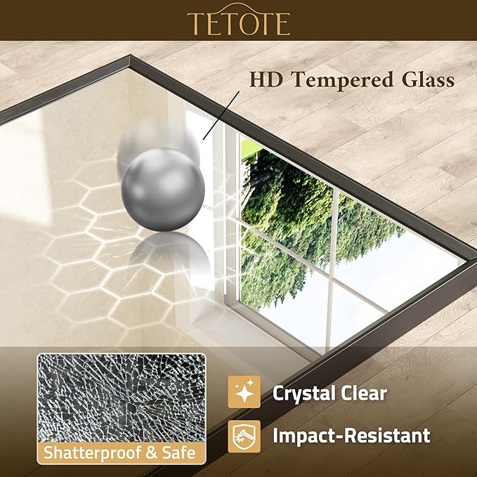 TETOTE Black Mirror for Bathroom Sink 30" x 36" Matte Black Beveled Metal Frame Bathroom Vanity Rectangle Mirror for Wall, Modern Farmhouse, Tempered Glass, Shatterproof, Stronger Frame