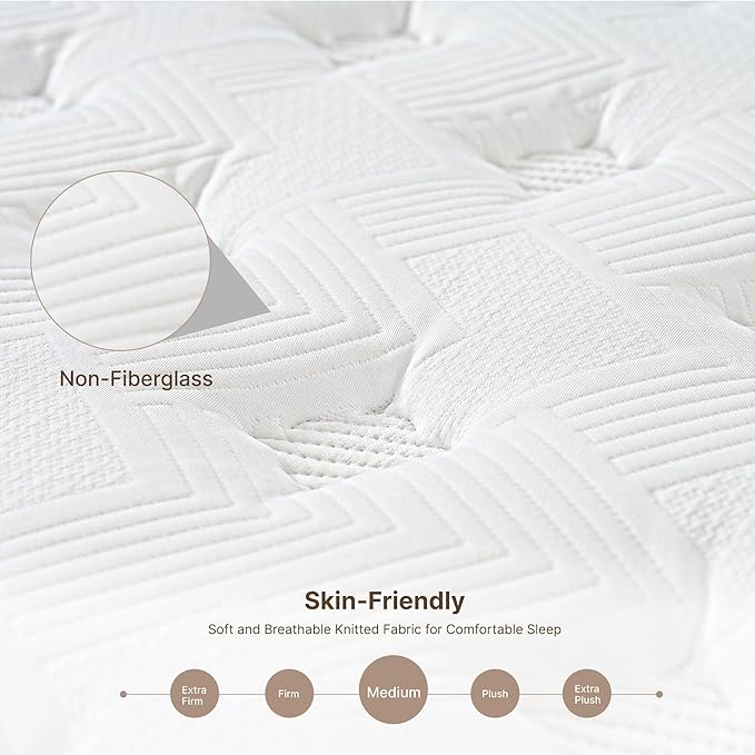 Twin Size Mattress, 10 Inch 5-Zone Pocket Spring Hybrid Mattress with Gel Memory Foam for Pressure Relief & Peaceful Sleep, Medium Firm, Mattress in a Box