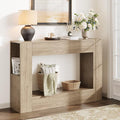 Farmhouse Console Table with Drawer, 47'' Wood Entryway Table with Storage Shelves, Narrow Sofa Table Behind Couch for Living Room, Hallway, Foyer (Gray)