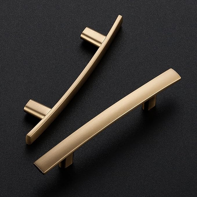 30 Pack Cabinet Handles 3" Hole Center - Curved Cabinet Pulls Champagne Bronze Drawer Pulls for Kitchen Cupboard Solid Handles for Dresser Drawer Arch Closet Hardware