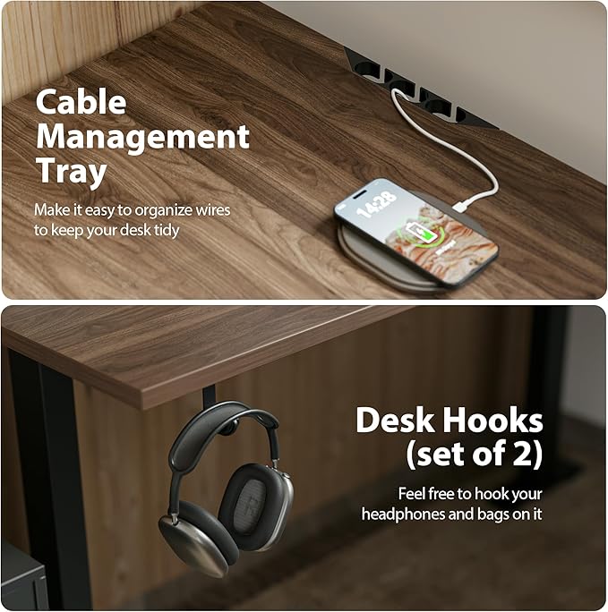 Agilestic L-Shaped Standing Desk Adjustable Height, Electric Corner Standing Desk, Sit Stand Up Desk, 75x61 inch Sit Stand Computer Table, Dark Walnut