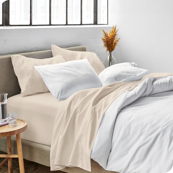 Bare Home Twin Sheet Set - 1800 Ultra-Soft Microfiber Twin Bed Sheets - Double Brushed - Deep Pockets - Easy Fit - Extra Soft - 3 Piece Set - Bedding Sheets & Pillowcases (Twin, Sand)