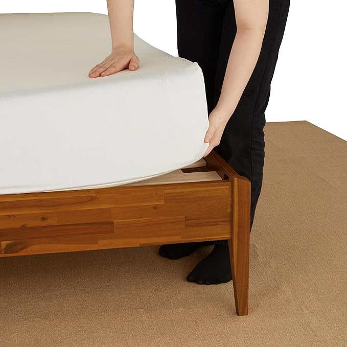 Bme Dinkee King Bed Frame Wood 15 Inch - Solid Wood Platform Bed Frame - Japanese Joinery Bed - Modern & Minimalist Style - Wood Slat Support - Easy Assembly - No Box Spring Needed - Caramel