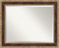 Amanti Art Bronze Bathroom Mirror for Over Sink, 28x34 Ridge Light Bronze Rectangle Vanity Mirror, Large Traditional Frame, Hangs Horizonally and Vertically, Bathroom Wall Decor, Beveled Edge