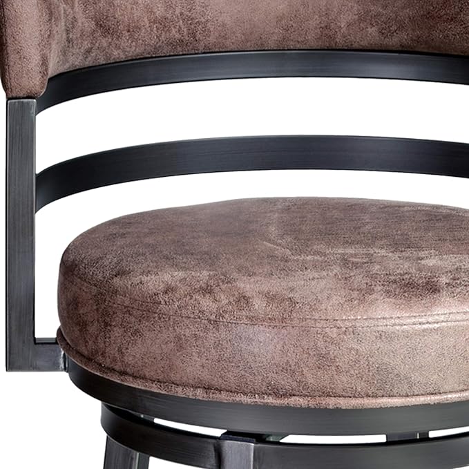 Armen Living Madrid 30" Seat Height Swivel Modern Bandero Tobacco Modern Faux Leather and Mineral Finish Bar Stool for Kitchen Island Counter