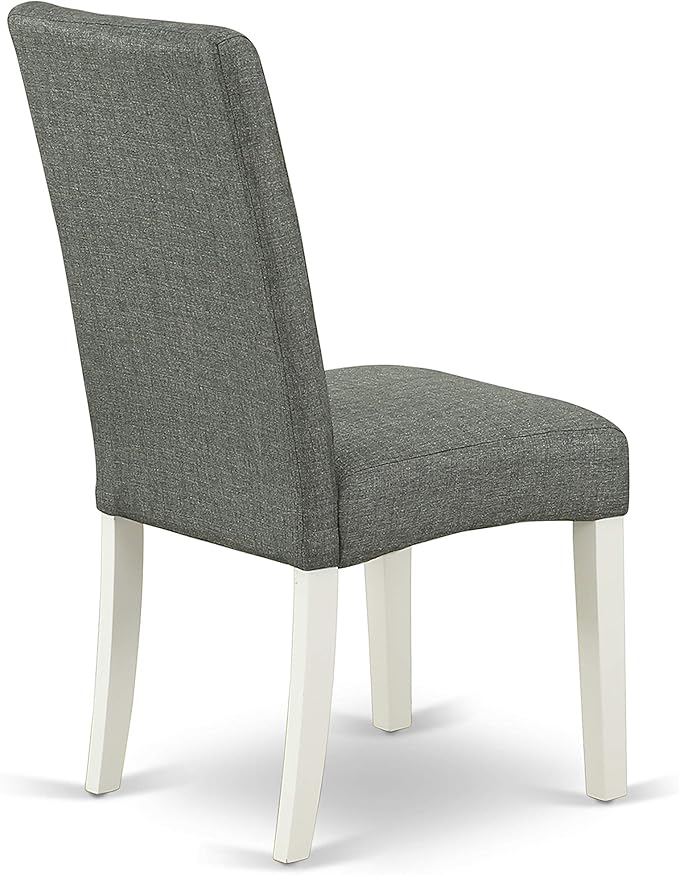 East West Furniture LGDR7-LWH-07 7 Piece Modern Dining Table Set Consist of a Rectangle Wooden Table with Butterfly Leaf and 6 Gray Linen Fabric Parson Dining Chairs, 42x84 Inch, Linen White
