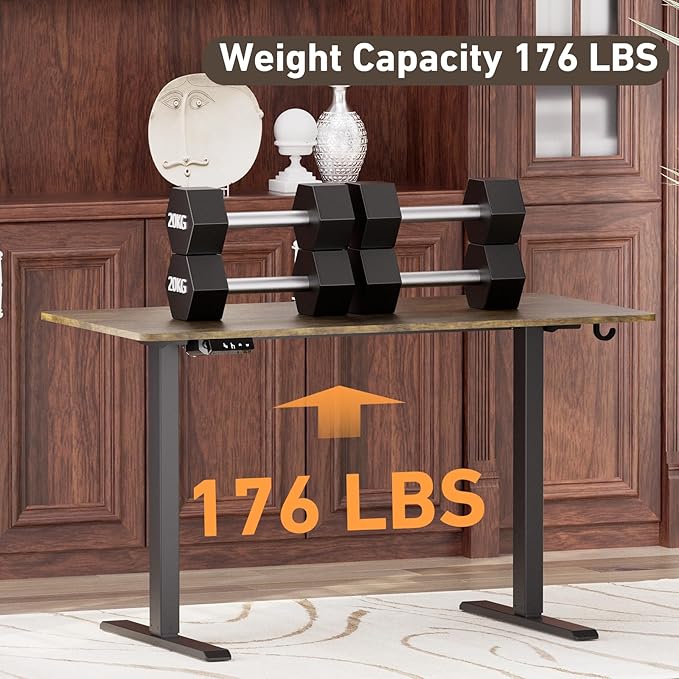 Ywin Electric Height Adjustable Standing Desk, 48 x 24 inches Sit Stand Desk with Wheels, Ergonomic Stand Up Desk for Home Office
