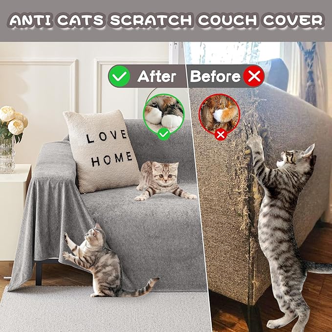 MYSKY HOME Sectional Couch, Covers Couch Cover 3 Cushion Sofa, Couch Covers for Sofa, Dog Couch Protector, L Shape Cover Sofa Slipcovers Washable Furniture Covers for Pets, 71" x 134", Grey